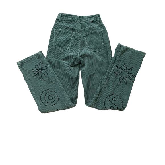 PacSun Green Corduroy Floral Embroidered Y2K 90s Boyfriend Women's Jeans Size 24 - Picture 5 of 10